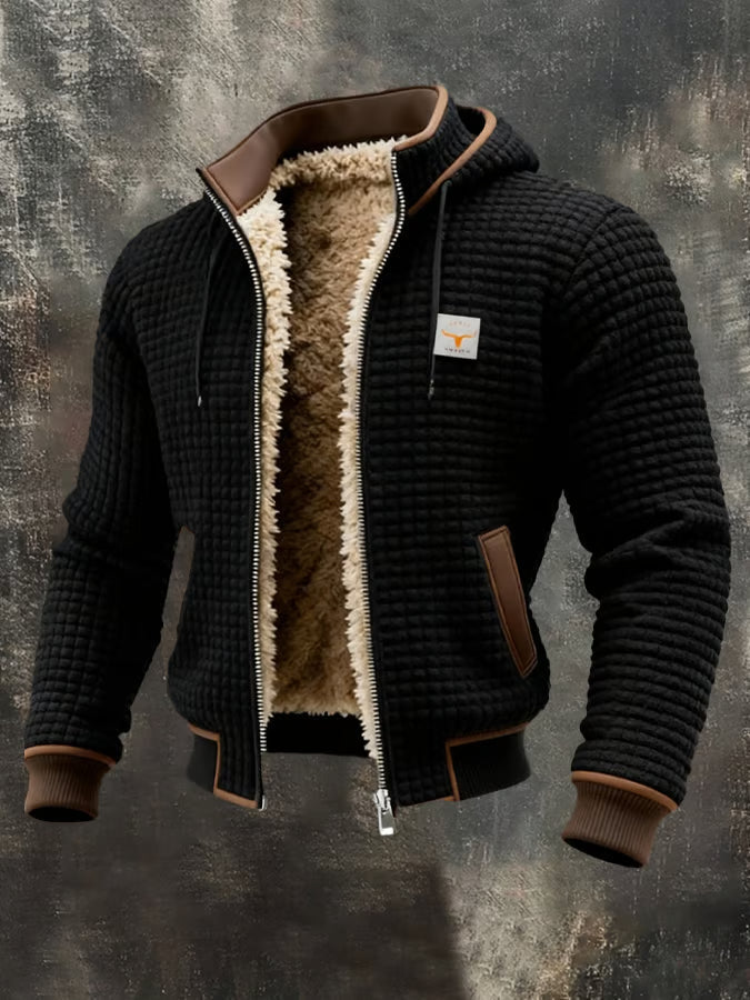 Veste Retro avec Capuche et Fermeture Éclair