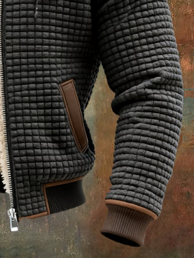 Veste Retro avec Capuche et Fermeture Éclair