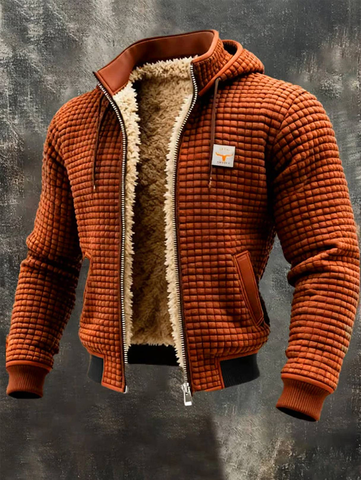 Veste Retro avec Capuche et Fermeture Éclair
